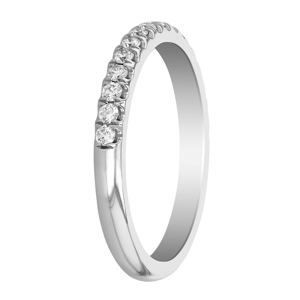 White Gold Prong Set Round Diamond Wedding Band, 0.30cttw